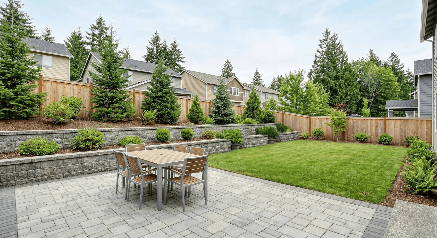 Luxury hardscape patio and retaining wall